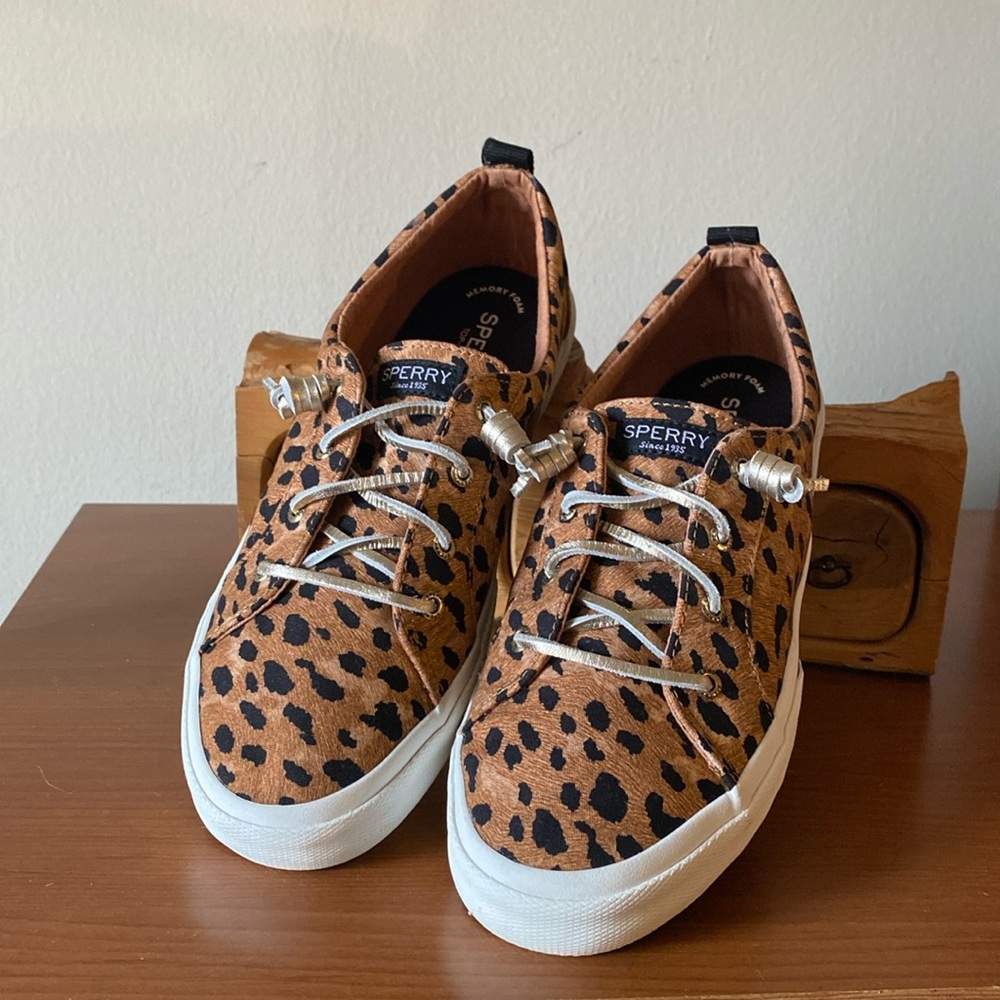 Sperry Pier Wave Leopard Print Boat Shoes - Picture 1 of 9